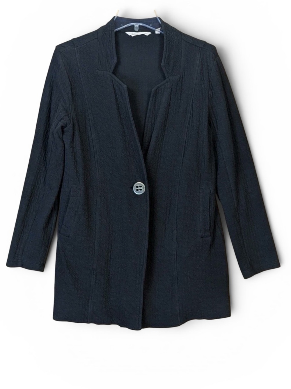 Soft Surroundings Black Textured Knit Blazer Jacket Womens Size 1X One-button
